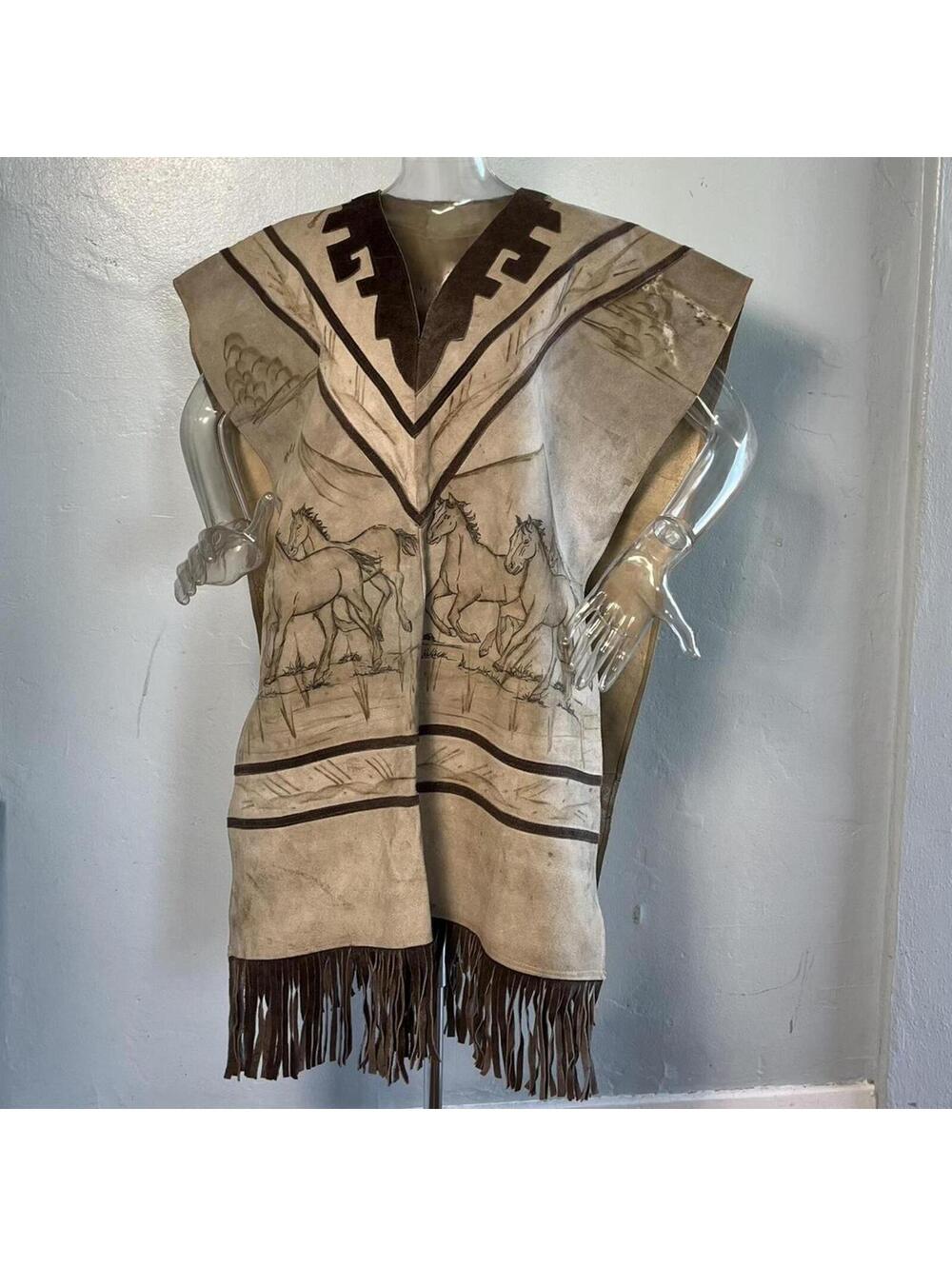 Native American Style Leather Poncho